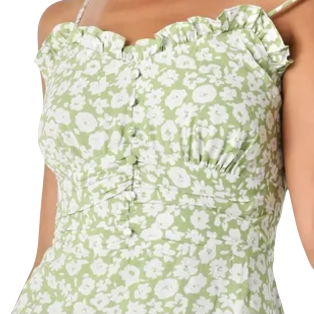Lulus X Lush Timeless Touch Midi Dress Medium Green Floral Bloomcore A-Line NWT - Picture 5 of 16
